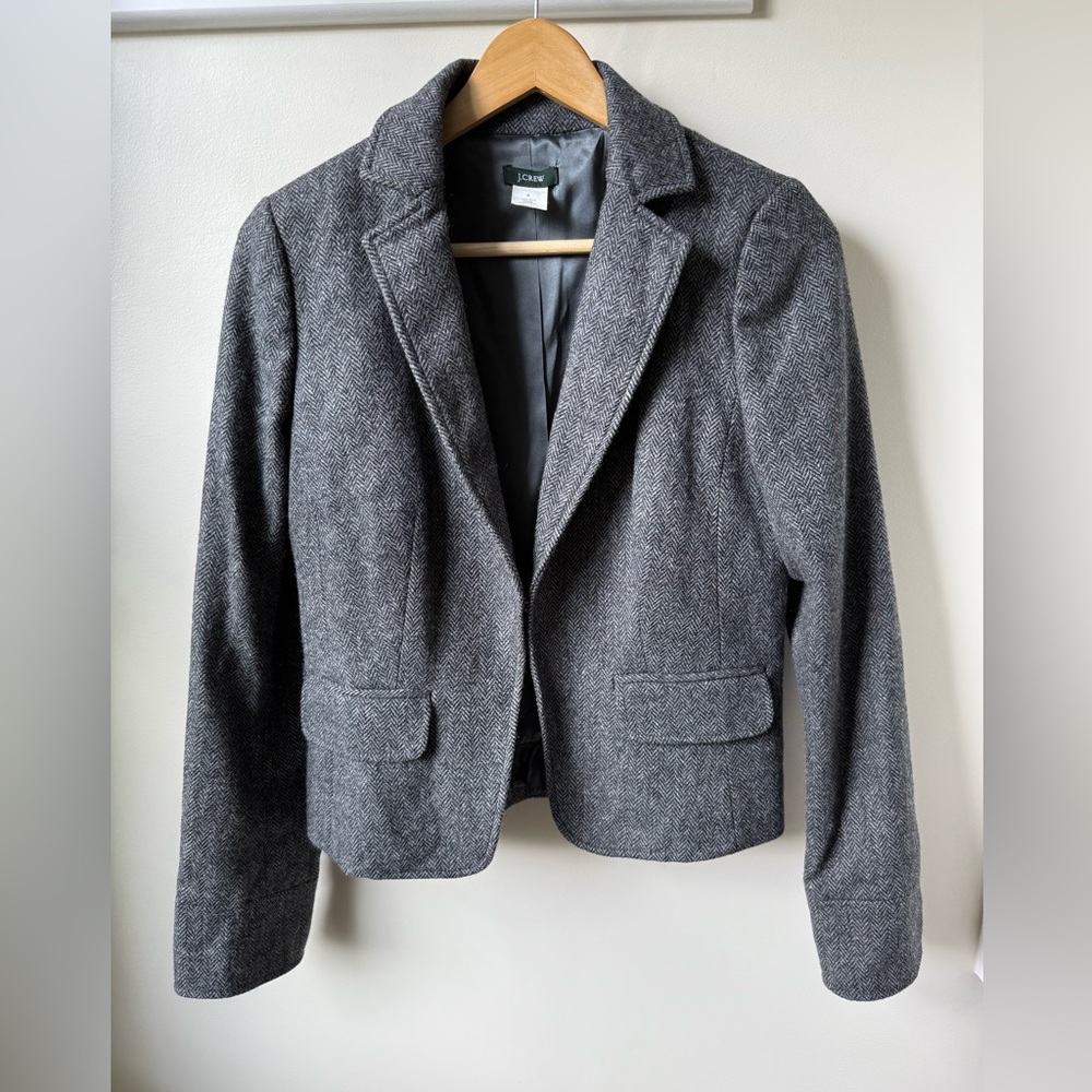 J CREW Herringbone Wool Blazer Jacket Feminine Career Office Preppy Academia‎ 6